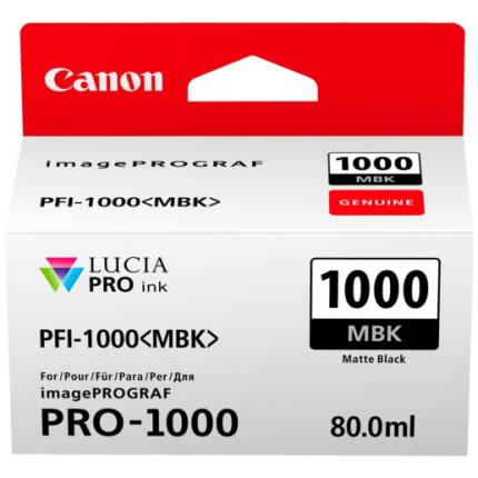 CANON PFI-1000MBK (0545C001), MAT BLACK, FOR INKJET PRINTERS, 5490 PAGES. (0545C001)