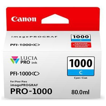 CANON PFI-1000C (0547C001), CYAN, FOR INKJET PRINTERS, 5025 PAGES. (0547C001)