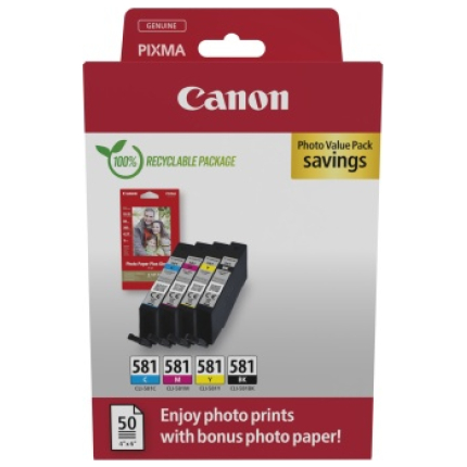 Canon CLI-581 (2106C006) Photo value pack Ink Cartridge Multipack, C/M/Y/BK (2106C006)