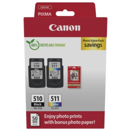 Canon PG-510/CL-511 (2970B017) Photo value pack Ink Cartridge Multipack, BK/CMY (2970B017)
