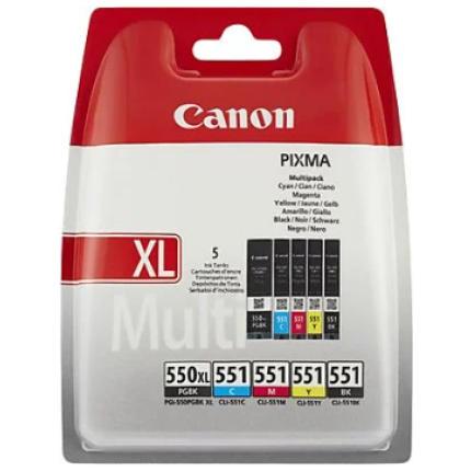 Canon PGI-550XL PGBK/CLI-551 (6431B009) Ink Cartridge Multipack, PGBK/C/M/Y/BK (6431B009)
