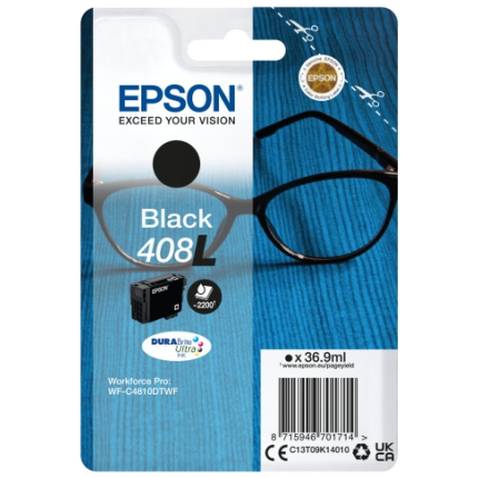 EPSON 408XL Ink Cartridge, Black,  (C13T09K14010)