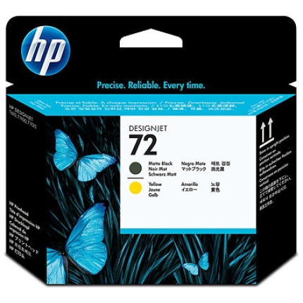 HP NO.72 PRINTHEAD MATT BLACK/YELLOW,  (C9384A)