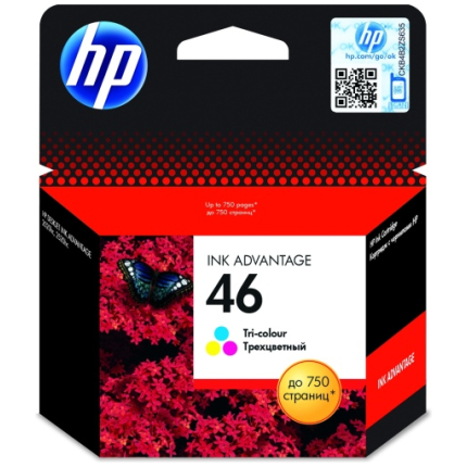 HP 46 Tri-color Original Ink Advantage Cartridge,  (CZ638AE)