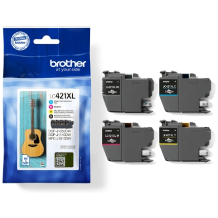 Brother LC421XL (LC421XLVAL) Ink Cartridge, Black, Cyan, Magenta, Yellow (LC421XLVAL)