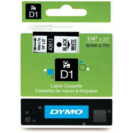 DYMO SCHRIFTBAND 43613 WHITE / BLACK (S0720780),  (S0720780)