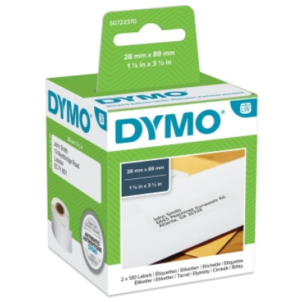 Dymo 99010 (S0722370) Labels 28 x 89mm, 2 rolls x 130 labels, White (S0722370)