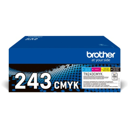 Brother TN-243CMYK (TN243CMYK) Toner Cartridge, Black, Cyan, Magenta, Yellow (TN243CMYK)