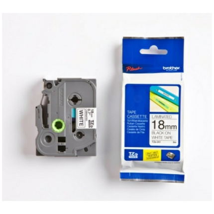 BROTHER P-TOUCH TZE241 / TZ241 LAMINATED 18MM BLACK ON WHITE 8M LENGTH,  (TZE241 )