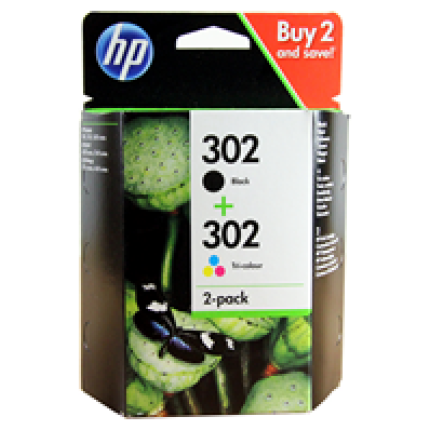HP INK NO.302 BLACK + COLOR (X4D37AE),  (X4D37AE)