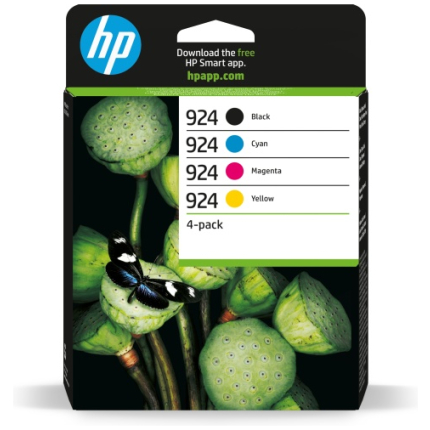 HP 924 CMYK 4-Pack (6C3Z1NE) Ink Cartridge Multipack, BK/C/M/Y (6C3Z1NE)