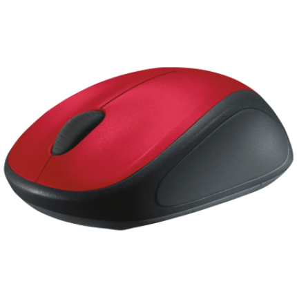 Logitech M235 Wireless Mouse, RF Wireless, 1000 DPI, Red/Black