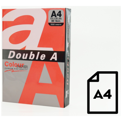 Colour paper Double A, 80g, A4, 500 sheets, Red