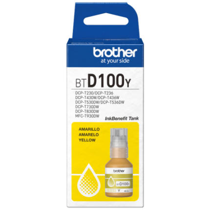 Brother BTD100Y Ink Refill Bottle, Yellow (BTD100Y)