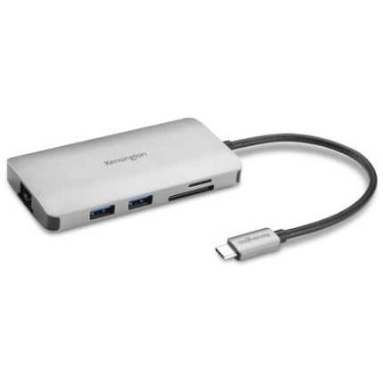 Kensington UH1400P Mobile Hub/Docking Station, 8-in-1 USB-C, Gray