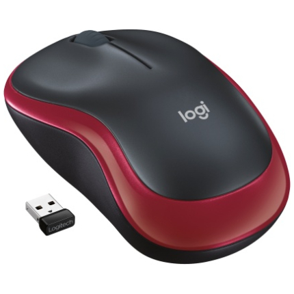 Logitech M185 Wireless Mouse, RF Wireless, 1000 DPI, Black/Red