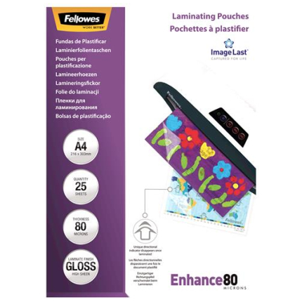 LAMINATOR POUCH IMAGELAST/A4 80 25PCS 5396205 FELLOWES
