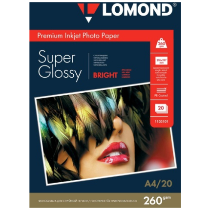 Lomond Premium Photo Paper Super Glossy 260 g/m2 A4, 20 sheets, Bright