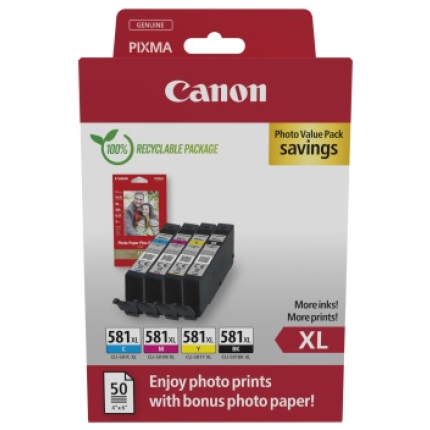 Canon CLI-581XL (2052C004) Photo value pack Ink Cartridge Multipack, C/M/Y/BK (2052C006)