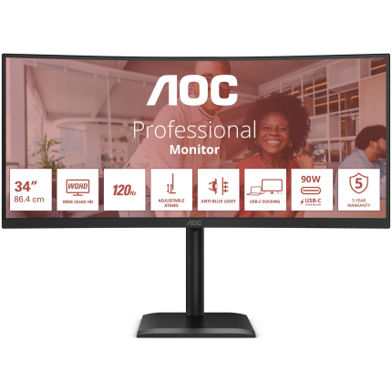 LCD Monitor|AOC|34 "|3440 x 1440 pixels|UltraWide Quad HD|Native aspect ratio 21:9|LCD|Curved|CU34E4CV