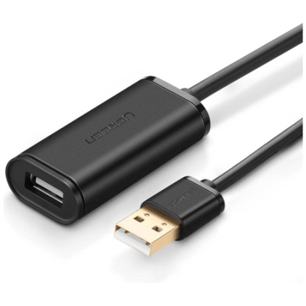 Extension cable with amplifier USB A plug - A socket 10m black US121 UGREEN