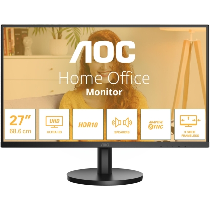 LCD Monitor|AOC|27 "|3840 x 2160 pixels|4K Ultra HD|Native aspect ratio 16:9|LCD|Flat|U27B3A