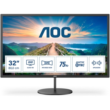 LCD Monitor|AOC|Q32V4|31.5"|Business|Panel IPS|2560x1440|16:9|75Hz|Matte|4 ms|Speakers|Tilt|Colour Black|Q32V4