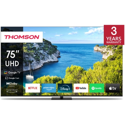 TV Set|THOMSON|75"|4K/Smart|3840x2160|Wireless LAN|Bluetooth|Google TV|Black|75UG5C14