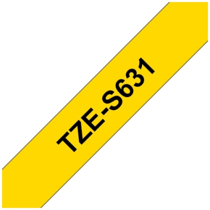 Brother TZe-S631 (TZeS631) Labelling Tape Cassette 12mm 8m, Black on Yellow (TZE-S631)
