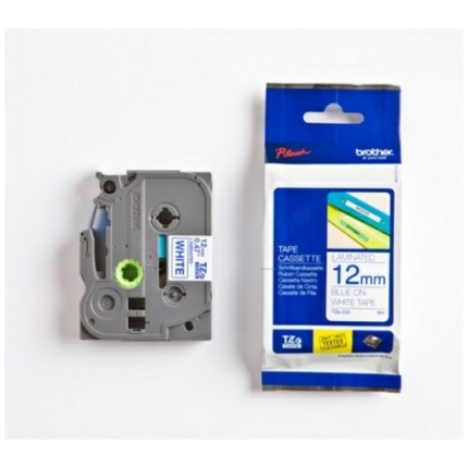 Brother TZe-233 (TZe233) Laminated Labelling Tape 12mm 8m, Blue on White (TZE233)