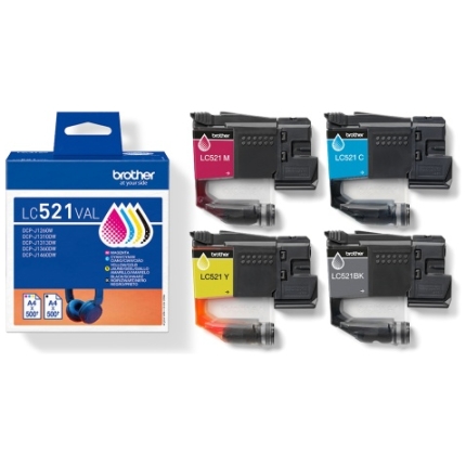 Brother LC-521VAL (LC521VAL) Ink Cartridge Multipack, BK/C/M/Y (LC521VAL)