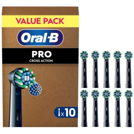 Oral-B Pro Cross Action x10 Toothbrush heads, Black