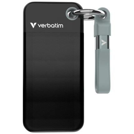 Verbatim 32190 Pocket SSD Drive 1TB, USB-C 3.2 Gen 2, M.2, up to 1000MB/s, Black/Grey
