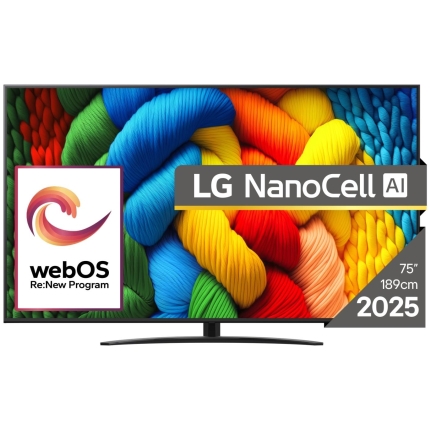 TV Set|LG|75"|4K/Smart|3840x2160|Wireless LAN|Bluetooth|webOS|Black|75NANO81A3A