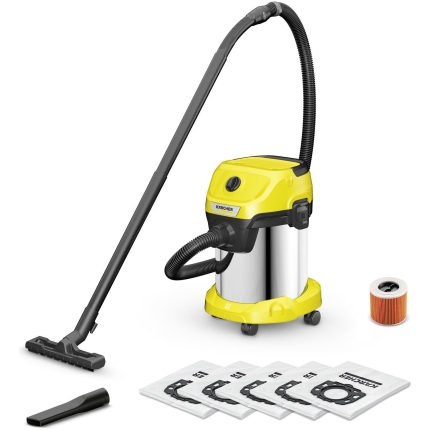 Vacuum Cleaner|KARCHER|Wet and dry vacuum cleaner WD 3 S V-17/4/20 + 4 FB|1000 Watts|Suction power 230W|Capacity 17 l|Noise 74 dB|Yellow|Weight 4.8 kg|1.628-152.0
