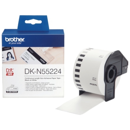 Brother DK-N55224 (DKN55224) Non-Adhesive Paper Tape, Black on White, 54mm 30.5m (DKN55224)