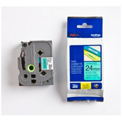 Brother TZe-751 (TZE751) Laminated Labelling Tape, Black on Green, 24mm 8m (TZE751)